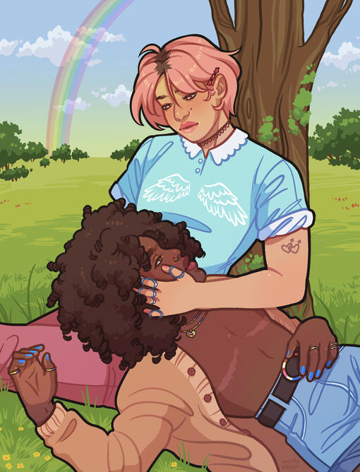 drawing of a sleeping black cat