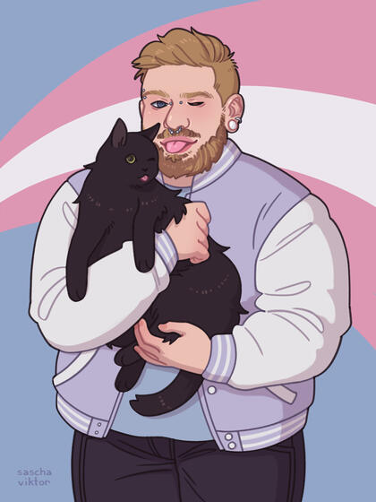 drawing of a sleeping black cat